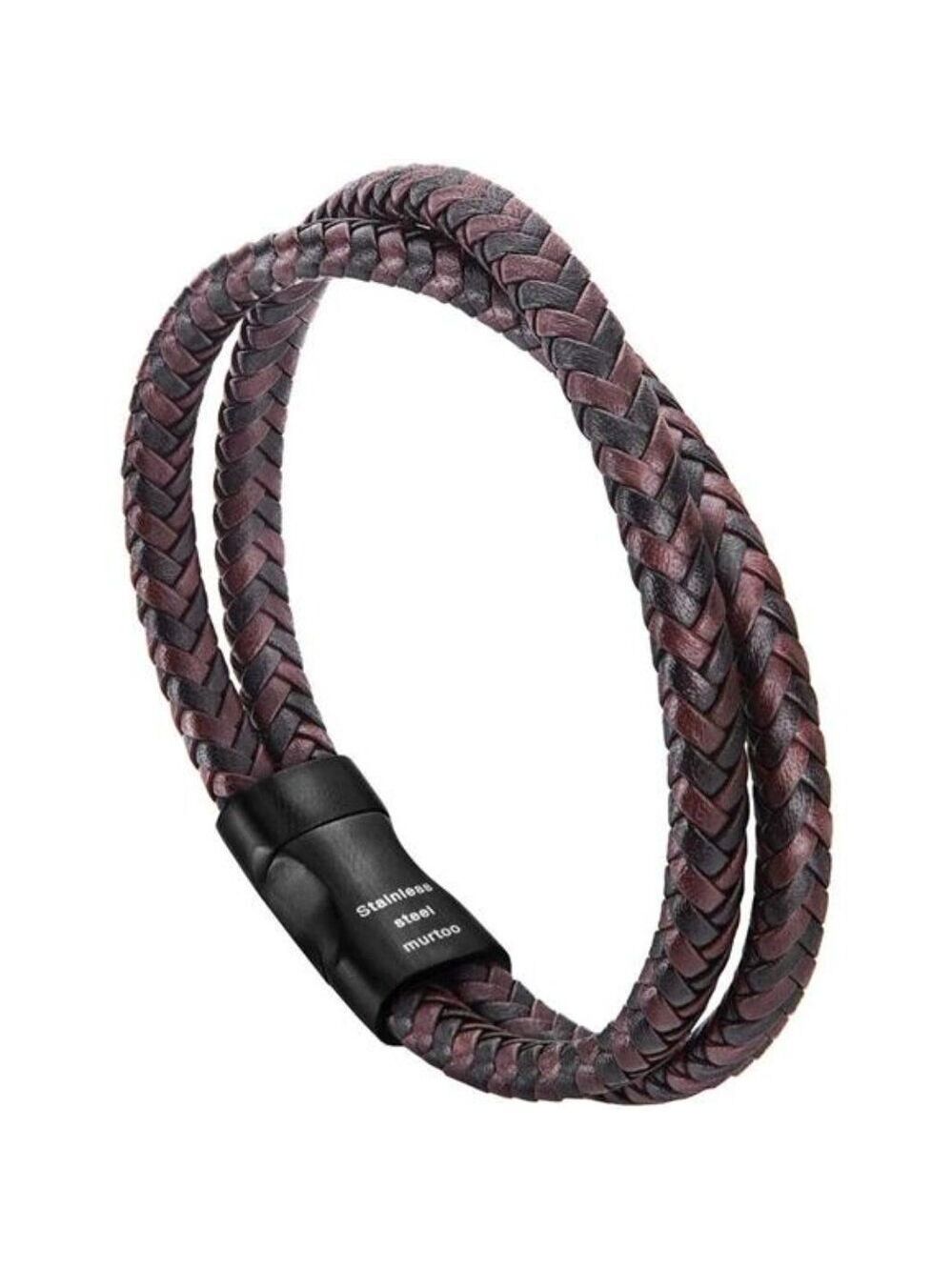 Mens Leather Bracelet Braided Brown Black Adjustable Casual Everyday Jewelry